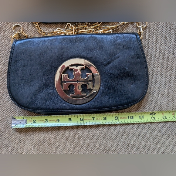 Tory Burch Reva Foldover Crossbody - Black/Gold - Picture 12 of 14